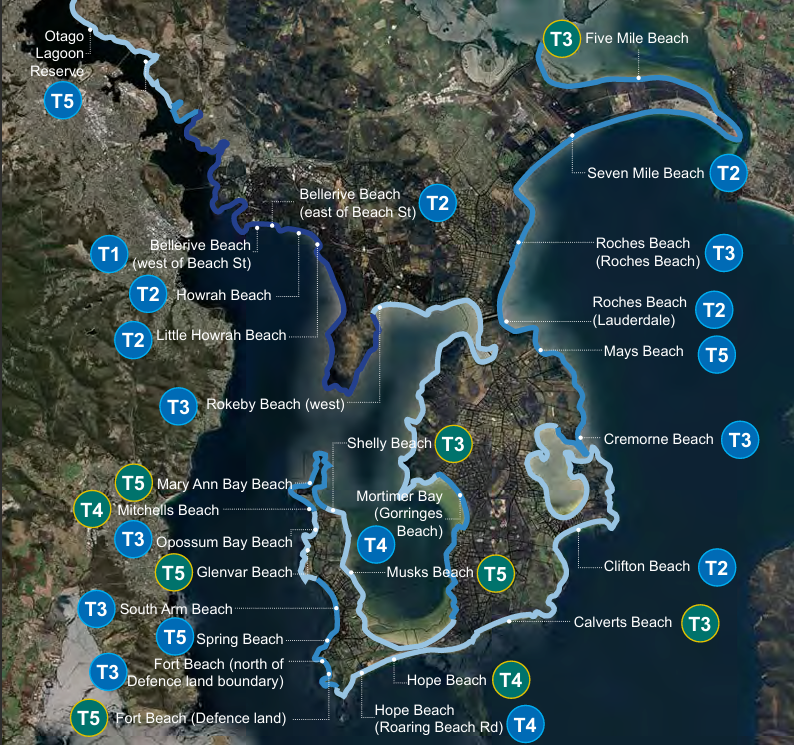 Map of Clarence beach classifications
